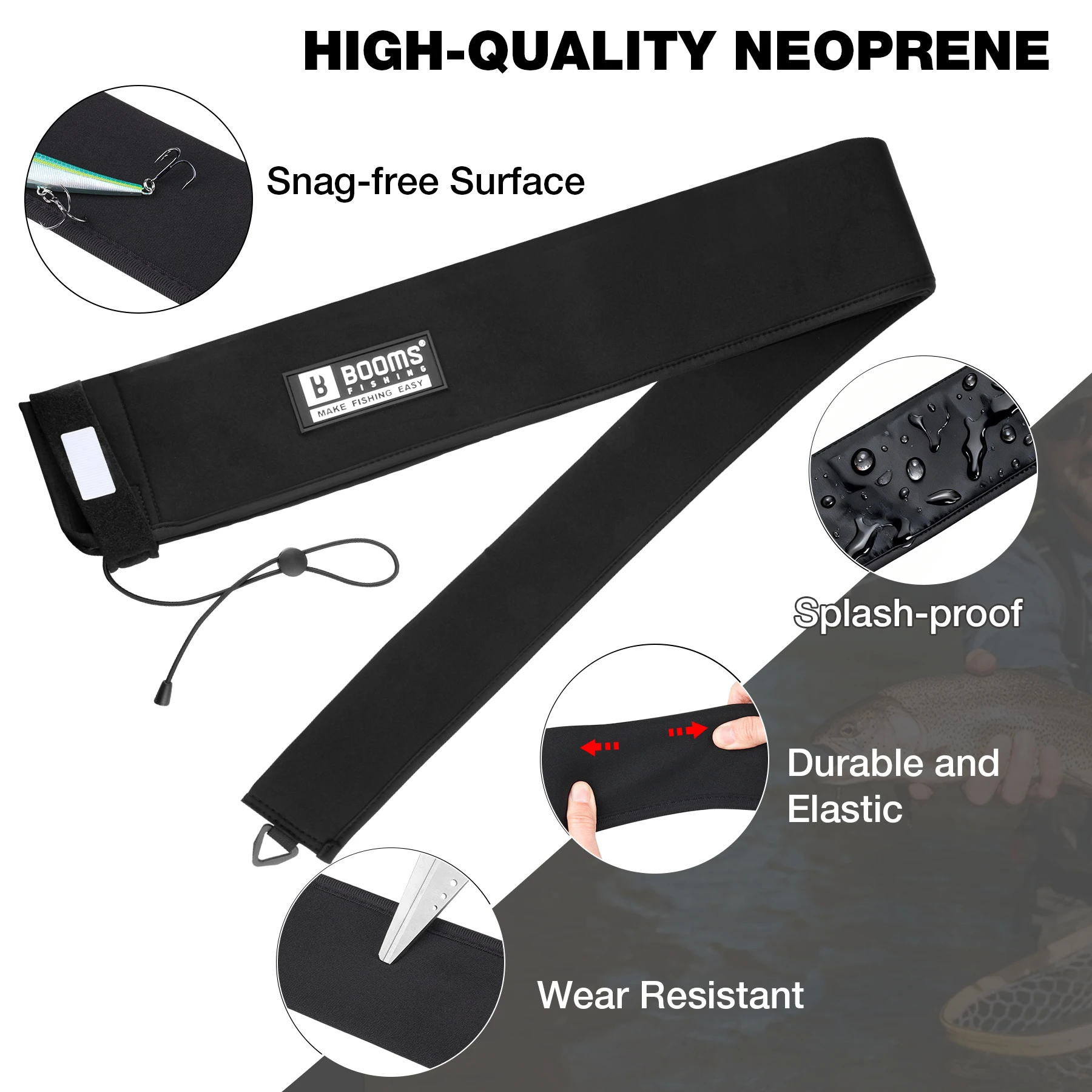 Booms Fishing 135cm 155cm 175cm Spinning Fishing Rod Socks Pole Sleeve Fishing Pole Sleeve Built-in Hanging Loop Fishing Bag