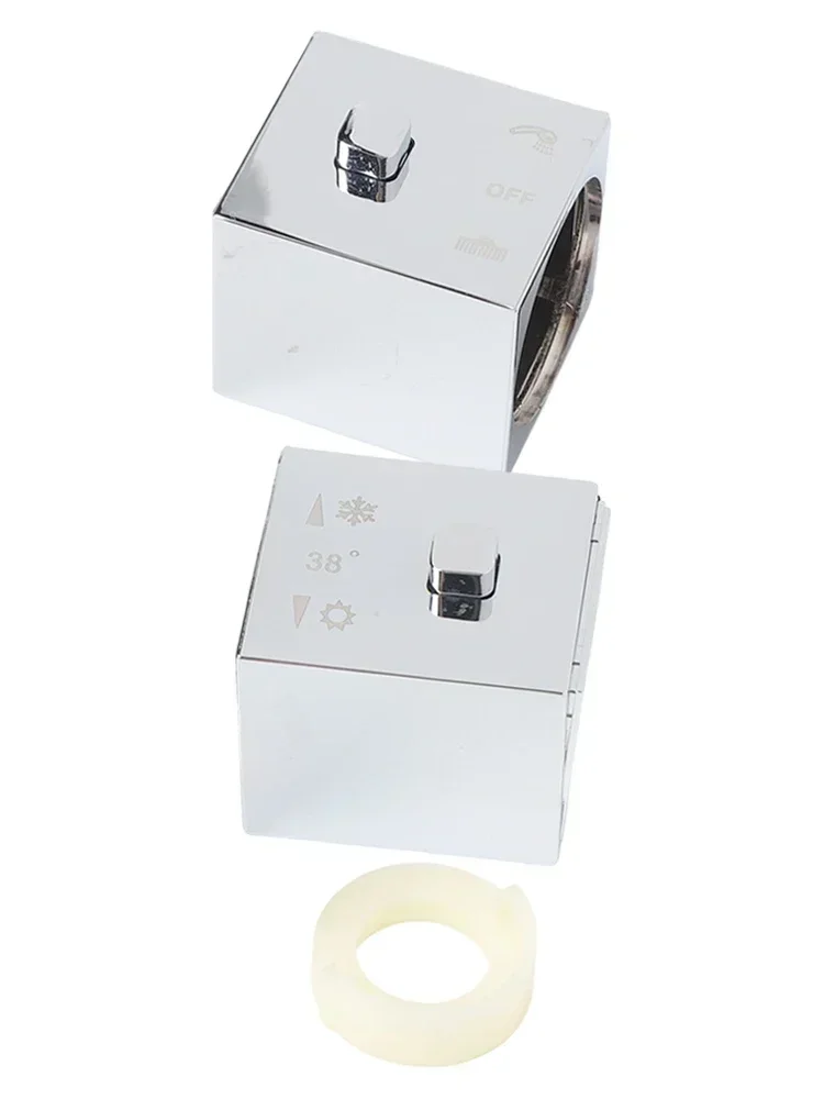 Square Shower Temperature Control Handle Knobs Pair With Chrome Finish For SMA Thermostatic Mixer Suitable For Shower Valves