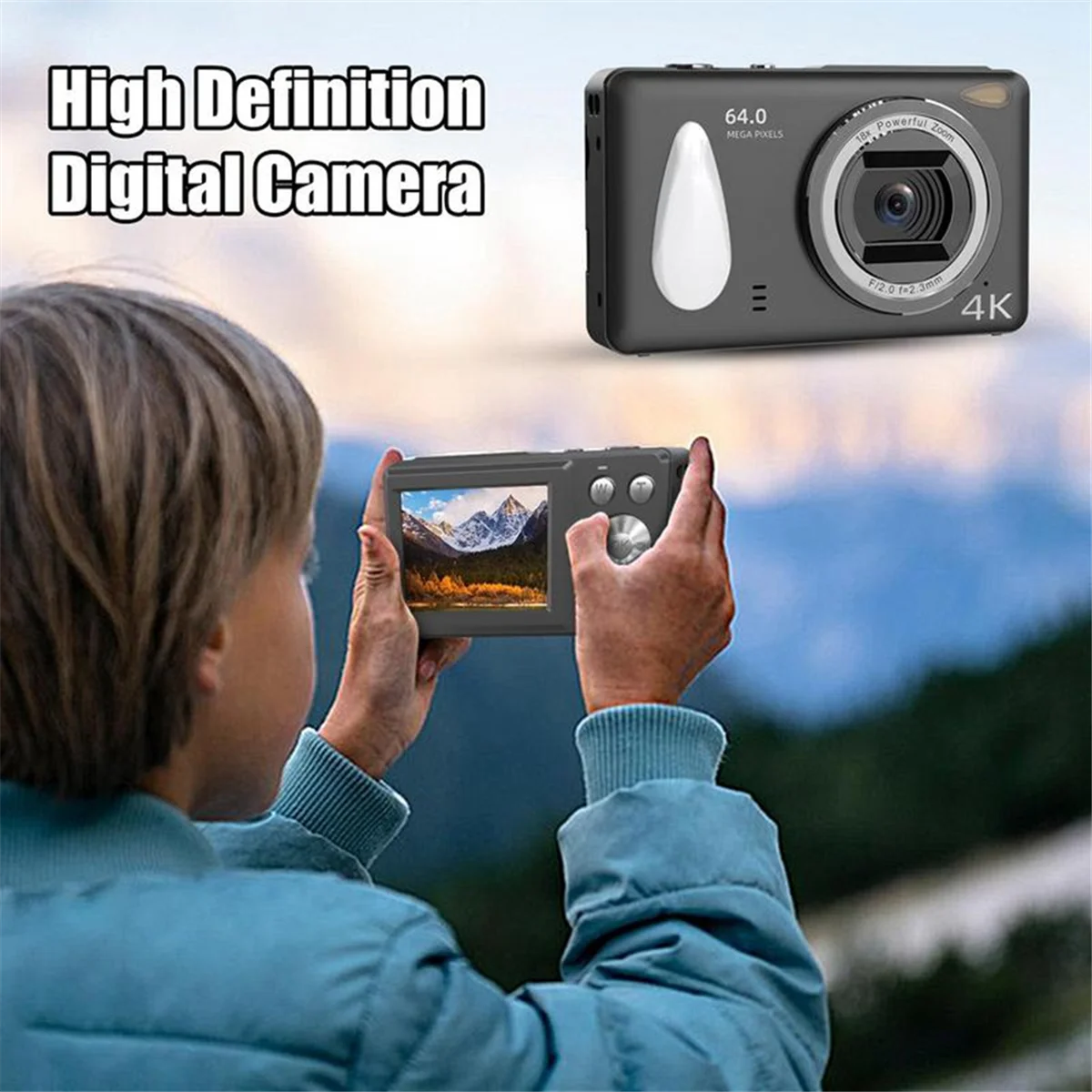 كاميرات رقمية جديدة 3C HD 4K كاميرا مدمجة 2.4 بوصة IPS شاشة 18X تكبير مضاد للاهتزاز كاميرا فيديو بتركيز تلقائي باللون الأبيض