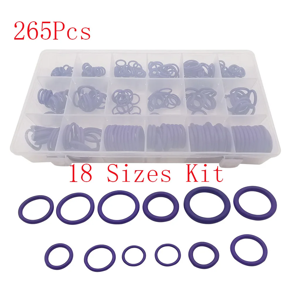 265Pcs O Rings Car Auto Tools Rubber Air Conditioning Repair Compressor Seal 18 Sizes Sealing Elastic Band O Rubber Rings Set