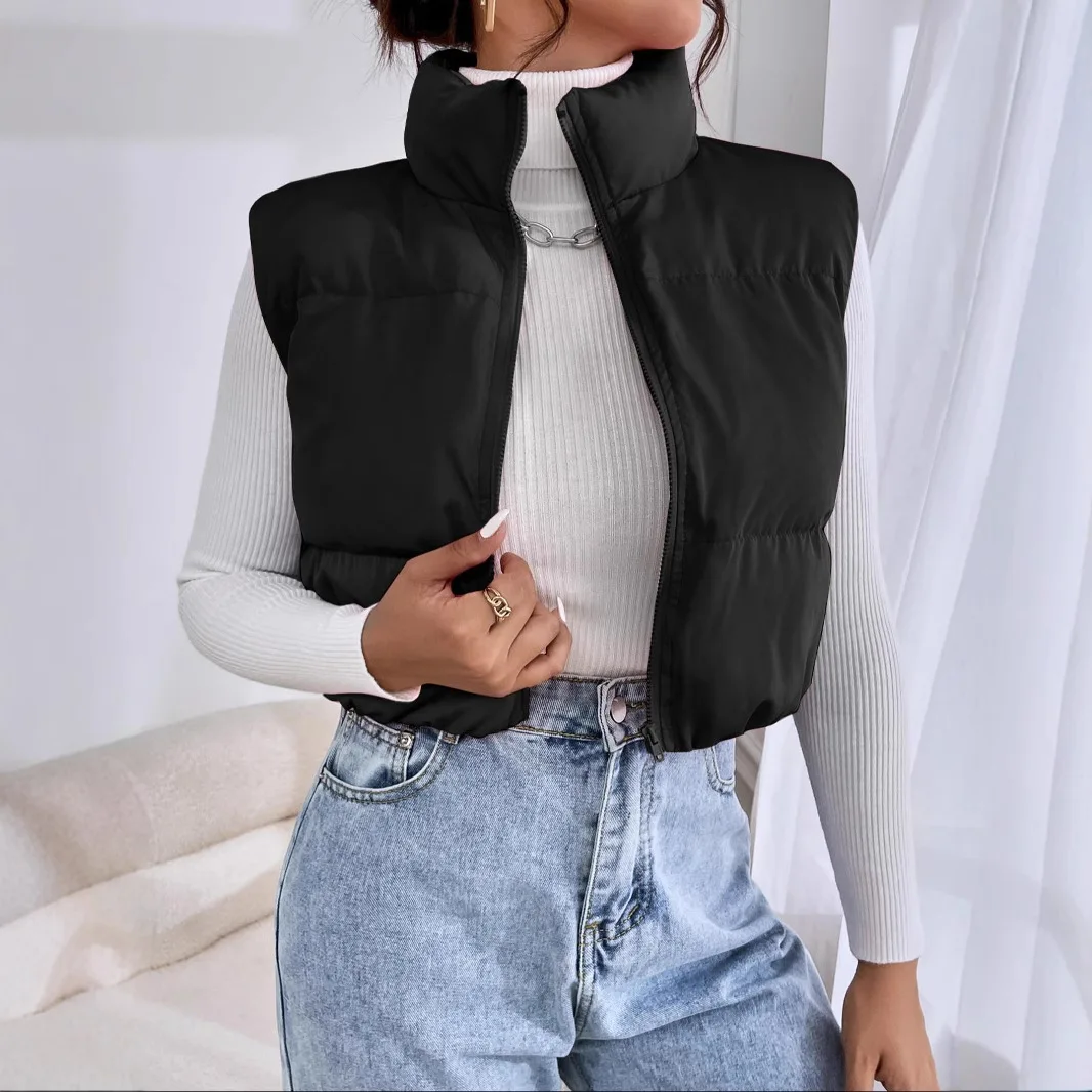 

Новые осенне-зимние короткие легкие пальто без рукавов, жилет, повседневный жилет на молнии