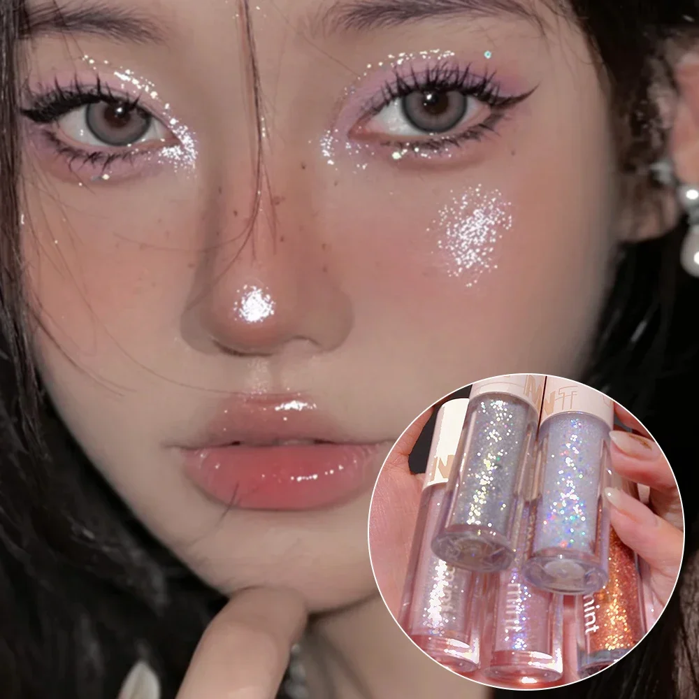 Waterproof Shiny Highlighter Liquid Eyeshadow Pearlescent Pink Sequins Lasting Glitter Lying Silkworm Eyeshadow Makeup Cosmetics