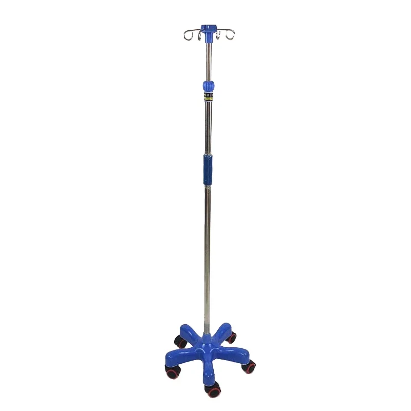 Hospital 5 Legs Mobile Stainless Steel Base  Stand Iv Pole Drip Stand 4 Hooks