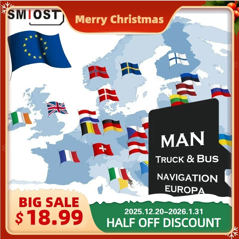 

SMIOST TF Card GPS Maps EU Ukraine Russia Sat Nav 2016-2020 for MAN Truck Bus Navigation System 8GB