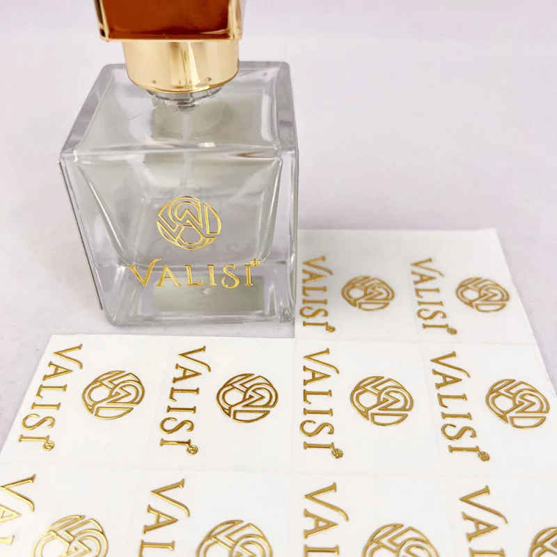 custom.Custom Printing Self Adhesive Embossed Metal Stickers Red Wine Perfume Bottle Printed Aluminum Labels