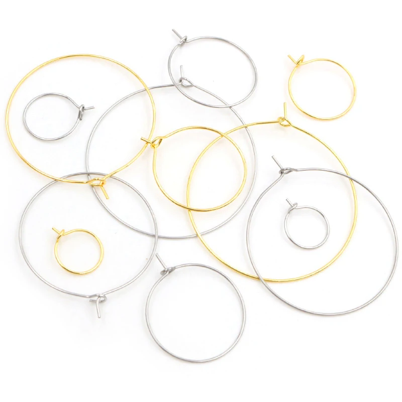 50 sztuk 12 15 20 25 30 35 40mm 316 ze stali nierdzewnej pozłacane kolczyki hoop kolczyki duże koło ucha drut obręcze kolczyki przewody ustalenia