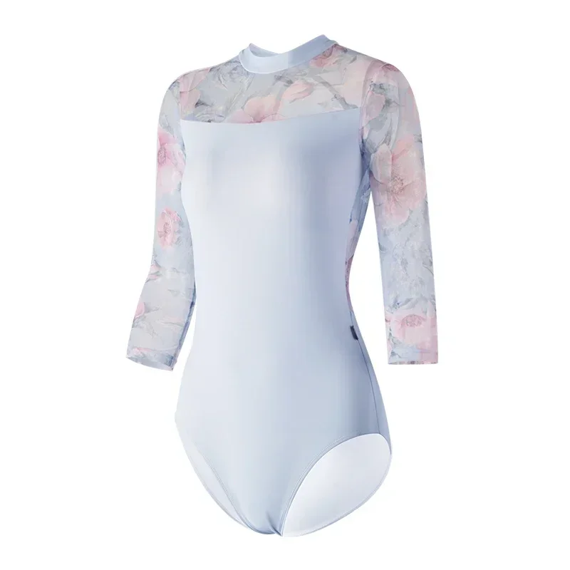 Justaucorps de danse jupe de Ballet adulte à manches longues flore col haut justaucorps de Ballet robe de Ballet ballerine Dancewear justaucorps de gymnastique