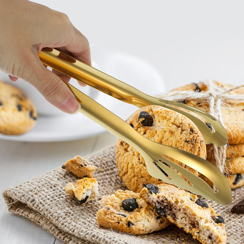 

2Pcs AntiScald Stainless Steel BBQ Frying Mini Tongs For Small Serving Tongs Dessert Pasta Serving Kitchen Tools