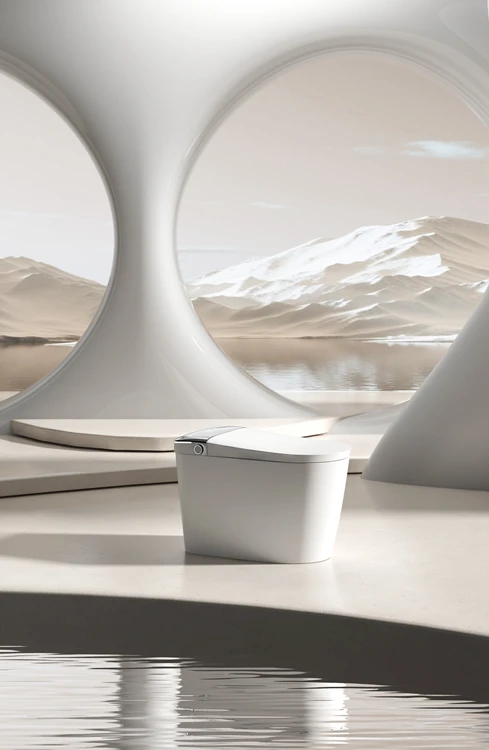 Inteligentne siedzisko toaletowe JM810L z kontrolą, nieskończone ciśnienie wody, inteligentny dodatek łazienkowy, odpływ S-trap, podgrzewane siedzisko.