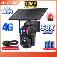 SHIWOJIA 50X ZOOM Solar Camera 4G 12MP Dual Lens 360° View 10W Solar Panel Security Outdoor PTZ IP Camera 20000mAh Battery UBOX