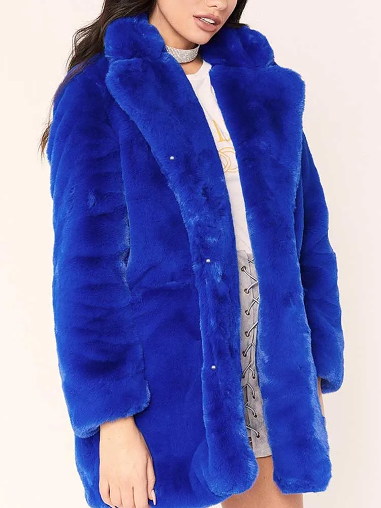 Plus Size Women Clothing Warm Lapel Coat with Faux Fur Jacket Autumn and Winter Coat Female Button Cardigan Thick Coat Elegant