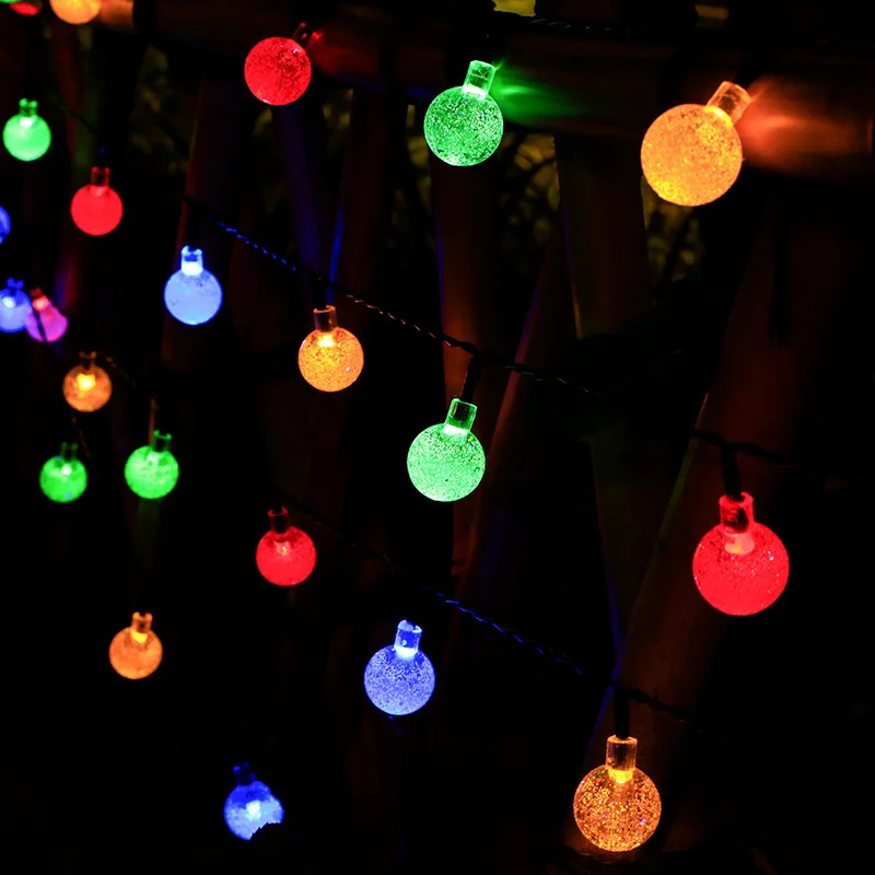 Globo de cristal solar luzes da corda ao ar livre à prova dwaterproof água luz de fadas natal festa de halloween decoração luzes para jardim pátio varanda