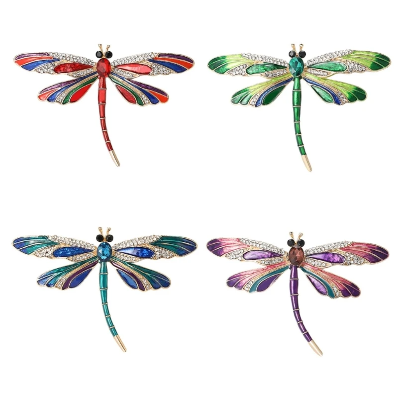 Elegant Dragonflies Crystal Brooch Pin Rhinestones Animal Lapel Jewelry Fashion Accessory for Women's Clothing and Bags