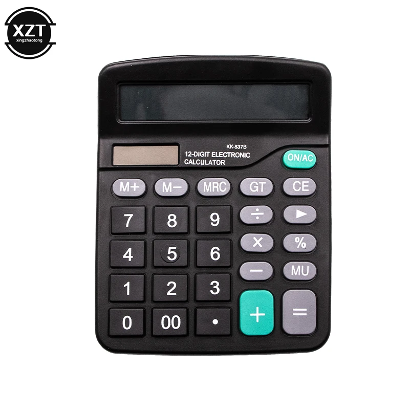 Portable 12 Digit Calculator Solar & Battery 2in1 Powered Calculator for Office Financial Programmer Dual Power Calculators