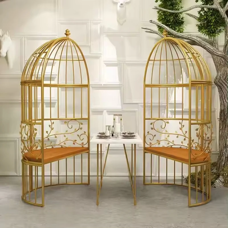 Double Chair Courtyard Climbing Vine Frame Garden Lazy Chair Creative Bird Cage Flower Frame Outdoor Garden Leisure Chair