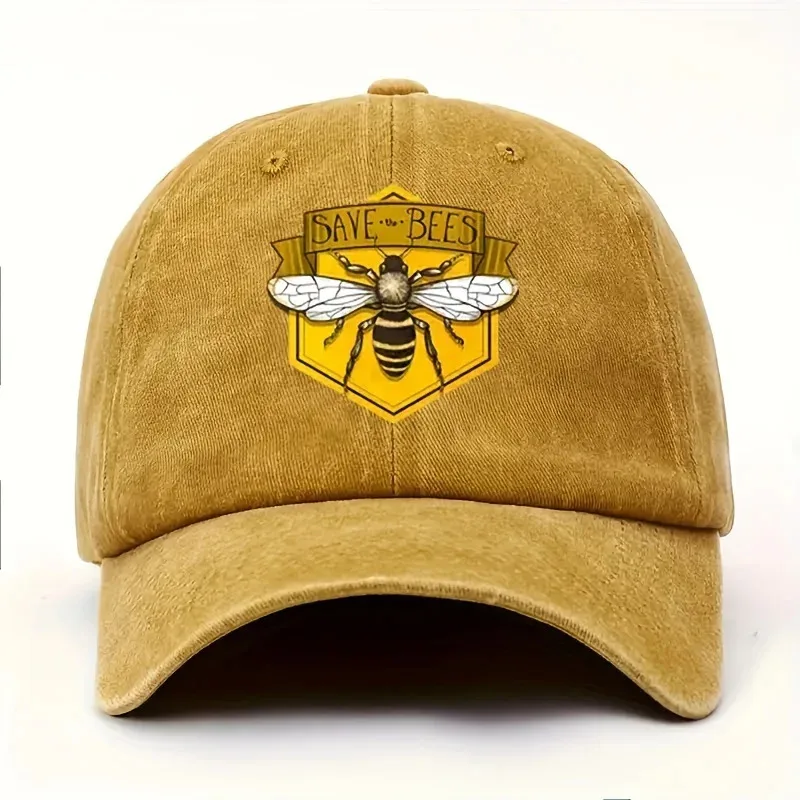 

Embroidery Adjustable Casual Bee print baseball cap with simple design for men and women, fashionable trend