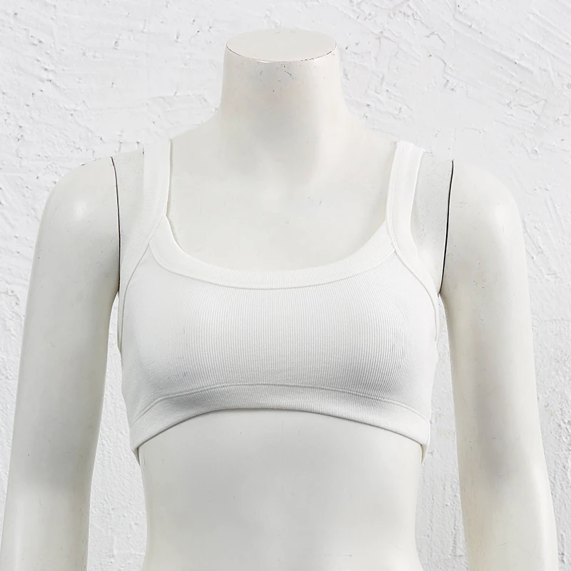 Gestrickte Baumwolle Frauen Rohr Top Stretchy Rippen Ärmellose Streetwear Schlank Weiß Crop Tops Sexy Sommer Tops Cami Femme – Detail 7
