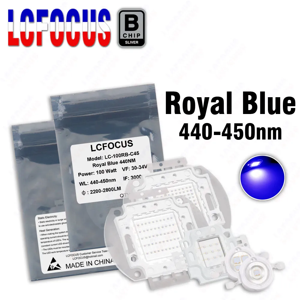 1W 3W 5W 10W 20W 30W 50W 100W 300 W 500W Royal Blue 440nm rosną LED COB Chip oświetlenia koraliki dla majsterkowiczów 10 30 50 100 300 Watt rosną lampy