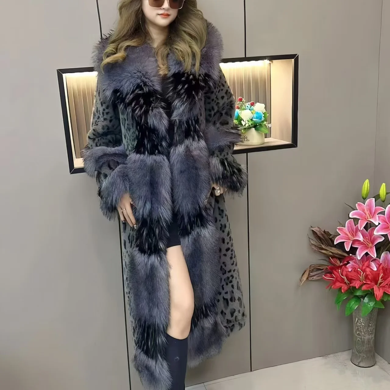 Faux Fur Coat for Women,England Style Jacket,Turn-bown Collar,Thick Warm Female Clothes,High Quality,Autumn and Winter,2024