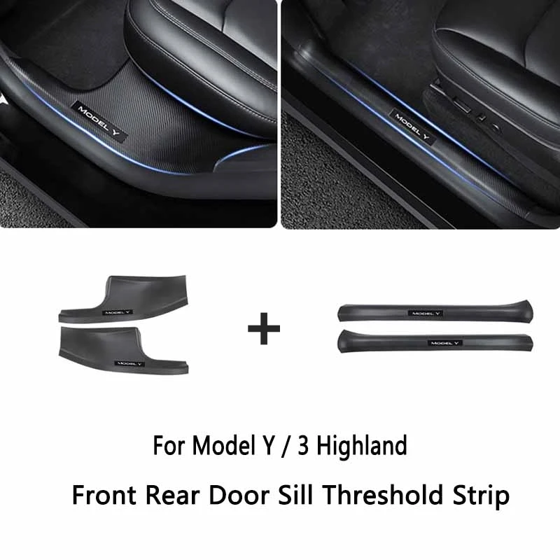 

For Tesla Model Y/3+Highland Door Sill Protectors ABS Front Rear Door Sill Threshold Strip Anti-Dirty Pads For Tesla Accessories