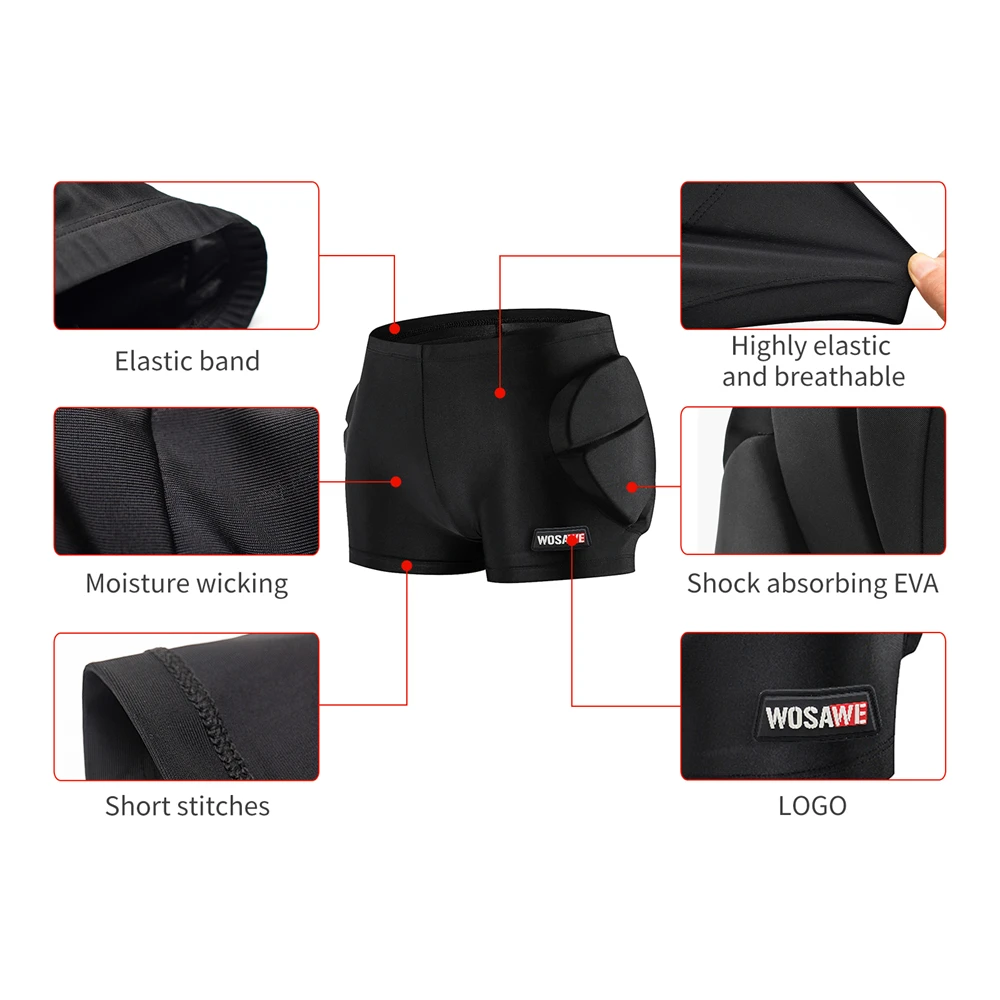 Imagen 6: Pantalones Cortos Acolchados WOSAWE para Niños, Protector de Cadera y Coxis, Equipo de Protección 3D para Patinaje sobre Ruedas y Skateboarding
