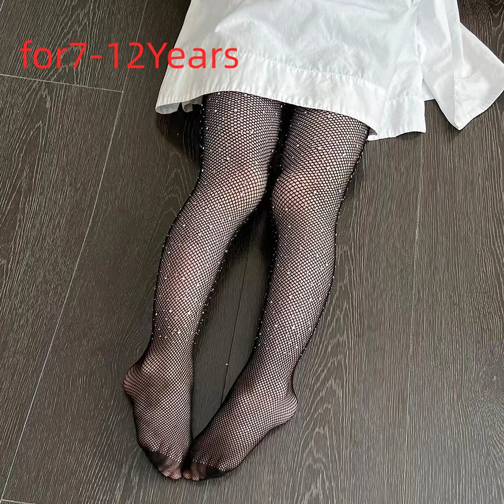 

Fashion Sequin Fish Net Dot Drill Colored Pantyhose Mesh Tights 7-12 Years
