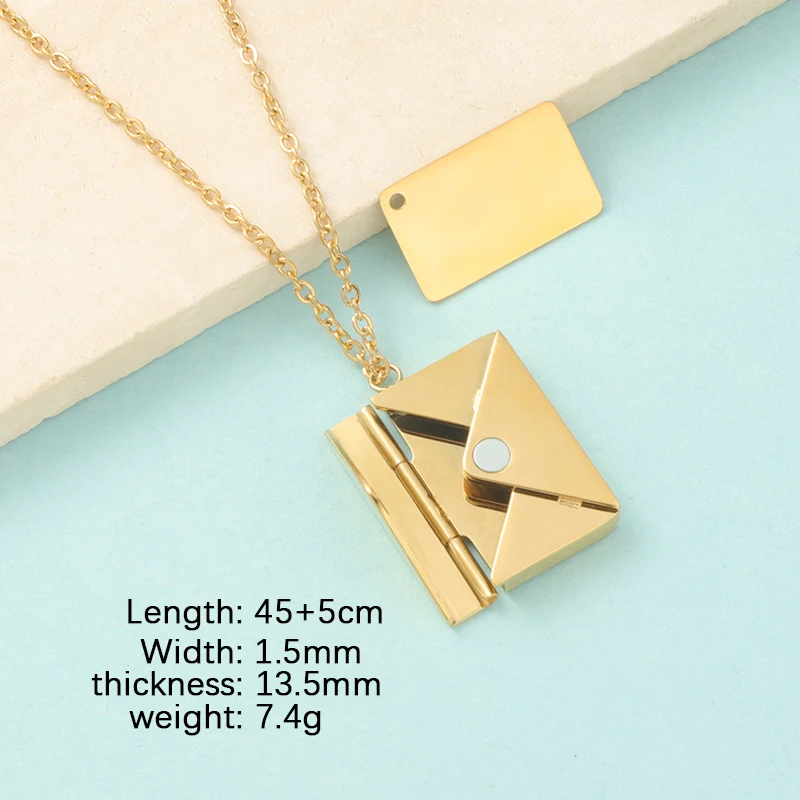 Fnixtar Detachable Envelope Pendant Necklaces Mirror Polish Stainless Steel Creative Love Letter DIY Necklace 10 PCS/lot