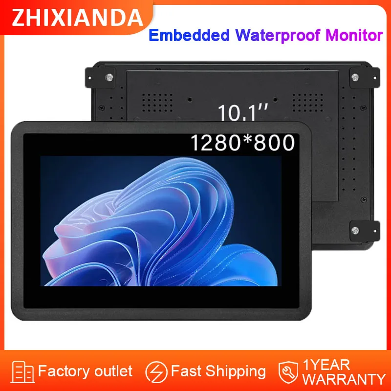 

Waterproof Industrial Display 10.1 Inch LCD 1280*800 Wall Mount Touch Screen Embedded Monitor Metal Case with HD/VGA Interface