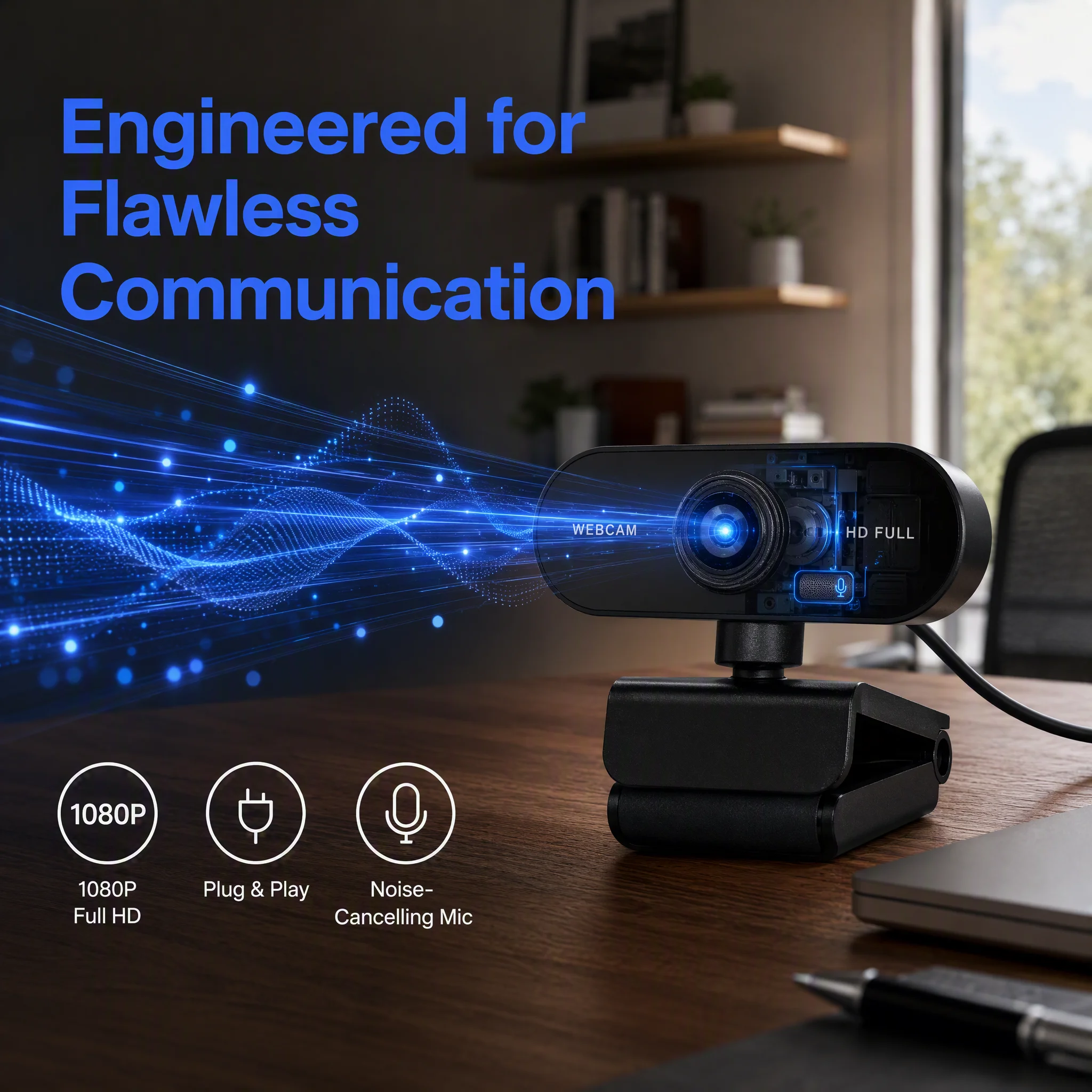 Kamera 1080P HD Computer HD USB-Kamera mit eingebautem Mikrofon USB-Netzwerkkamera Webcam für die Arbeit mit Mikrofon und Stativ – Detail 8