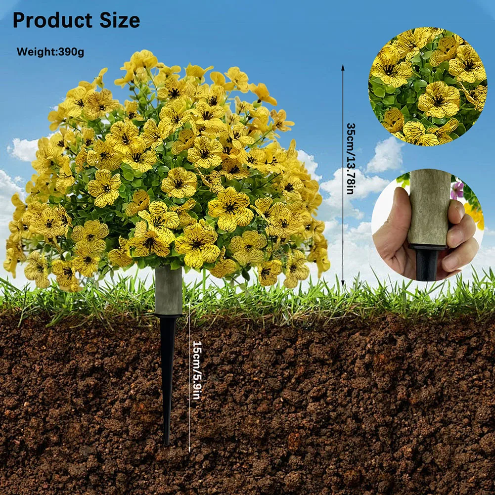 

Garden Artificial Flowers Easy Installation Ground Stake Flowers Garden Outdoor Decor All-Weather Durability Easy Installation