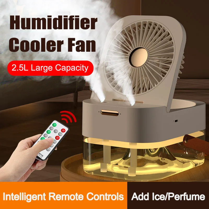 Summer Portable Air Conditioner Fan,With Remote Controls Timer,Sleep Night Light,3 Speeds,Add Ice Fragrance Diffuser,Humidifier