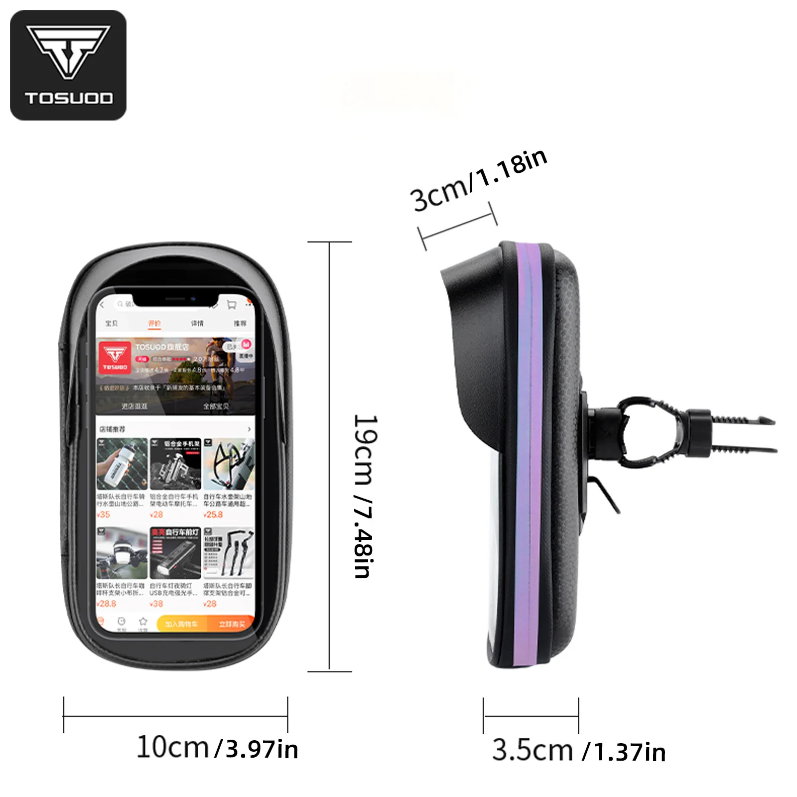 

TOSUOD Bicycle Bag Cycling Top Front Tube Frame Bag Waterproof 7.2 Inches Phone Case Storage Touch Screen MTB Road Bike Bag