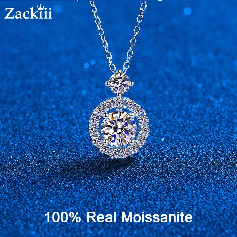 

1.3carat Real Moissanite Necklace for Women Flawless Sparkly Lab Diamond Pendant S925 Sterling Silver Jewelry