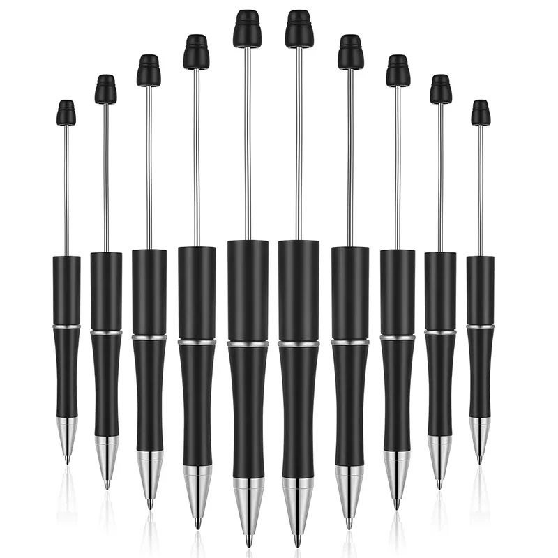 

10Pcs Plastic Beadable Pens Beads Black Ink Ballpoint Pen DIY Pen for Women Kids Gifts School Office Supplies