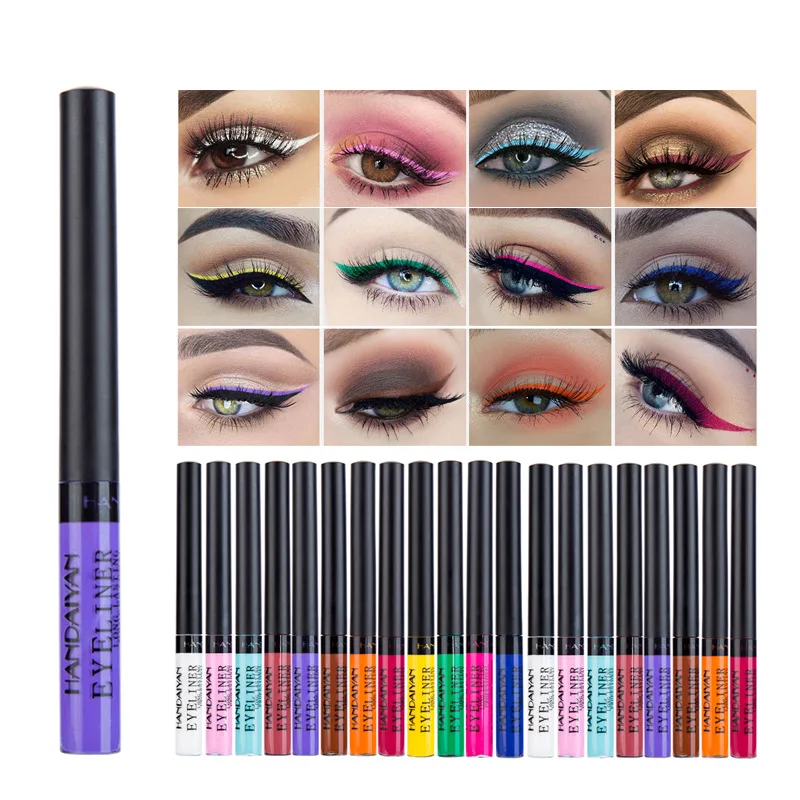 12 Color Liquid Eyeliner Pen Set Waterproof Long Lasting Matte Colored Eye Liner Cosmetic Quick Dry White Green Liner Makeup Kit