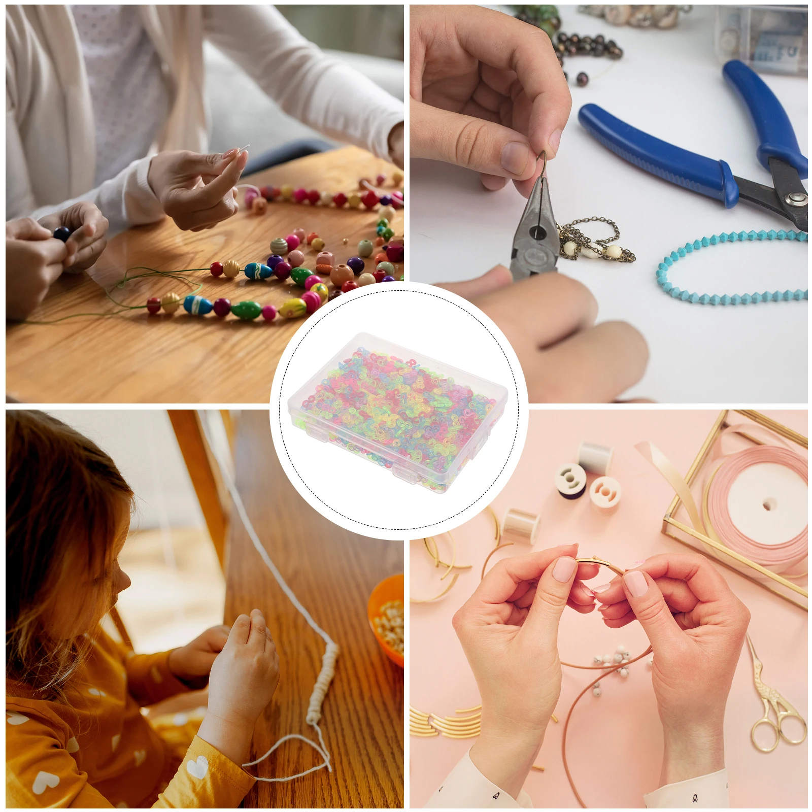 

1000 Pcs Rubber Band Bracelet Loom Bands Clips Connector Hooks Jewellery Clasps Plastic for Bundling