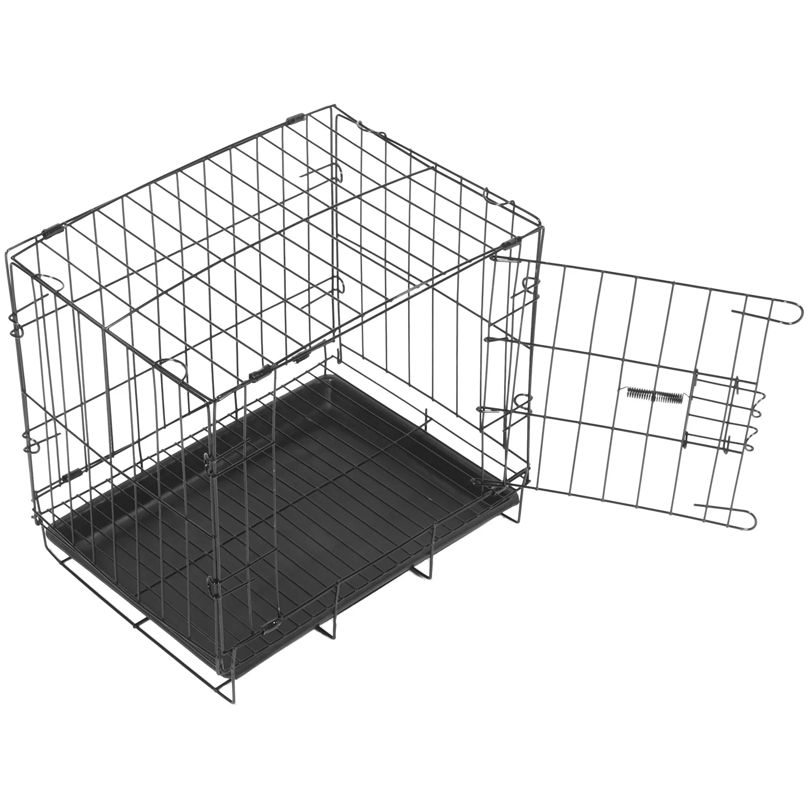 

Foldable Pet Cage Small Dogs Cats Rabbits Portable Metal Wire Crate Plastic Tray Indoor Outdoor Travel Kennel Ventilated