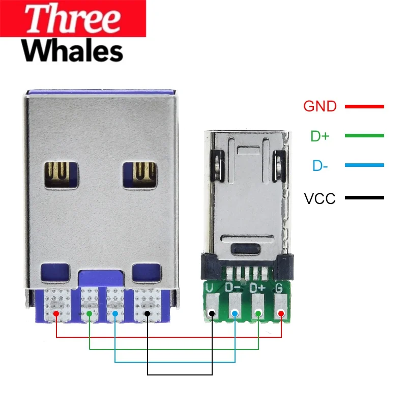 Micro Male Plug With Solder Plate Double-sided Micro 5P Plug Usb Connector+ Type A 3A 4PIN Male USB DIY OTG Data Charge DIY