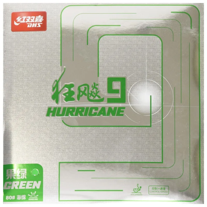 Original DHS Hurricane 9 Blau Grün Tischtennis Gummi H9 Hurricane 9 Tischtennis Schwamm – Detail 4