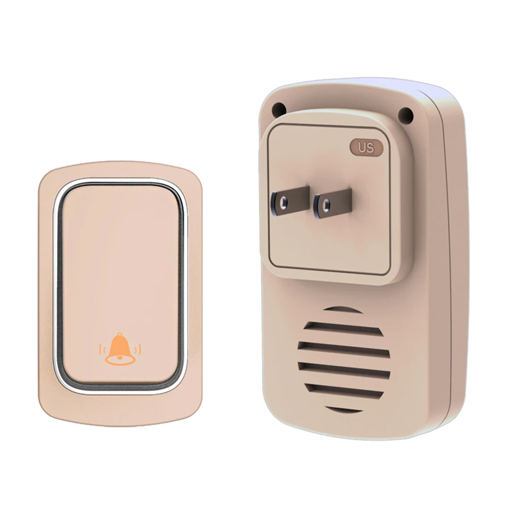 جرس باب صغير مقاوم للماء مع 38 نغمة جرس باب خارجي لا يتطلب بطارية حجم عالٍ للأمن المنزلي قابس الاتحاد الأوروبي/المملكة المتحدة/الولايات المتحدة