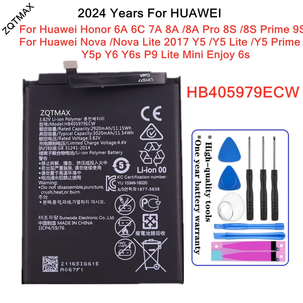 HB405979ECW Battery For Huawei P9 Lite Mini Enjoy 6s Nova Lite 2017 Y5 Lite Prime Y5p Y6 Y6s Honor 6A 6C 7A 8A Pro 8S Prime 9S