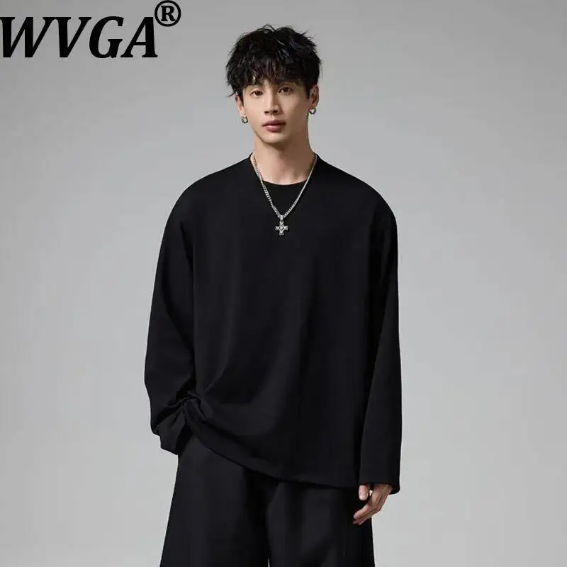 

WVGA Men's Spring Autumn New Original Design Cotton Loose Versatile Long Sleeve T-Shirt Niche Chic Casual O-Neck Tops Ins W23672