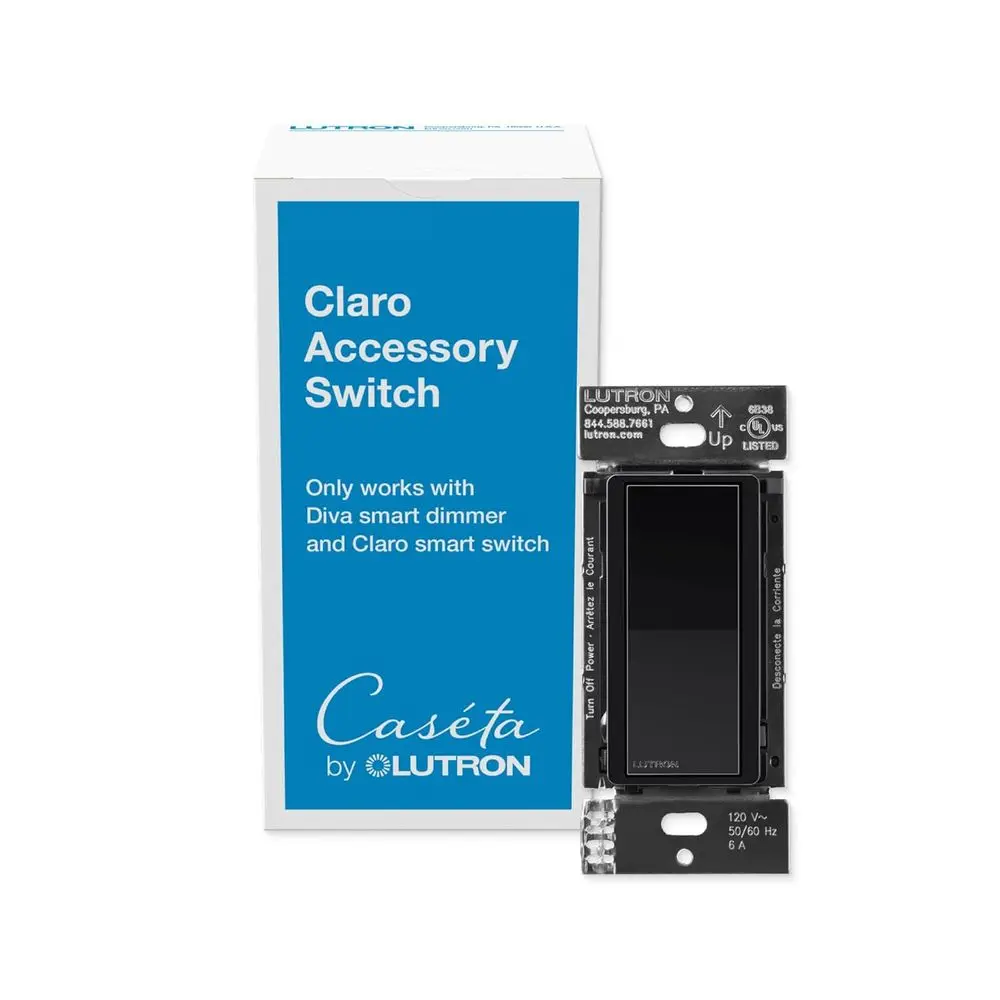 

Caseta Smart Claro Accory Switch or 3 Way – or Use Only with Diva Smart Dimmer or Claro Smart Switch, DVR-AS-BL, Black