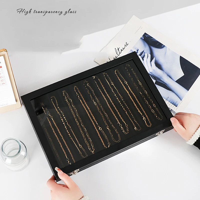 Necklace storage box anti-oxidation earrings ring earrings jewelry box large capacity hand jewelry bracelet high-end display box