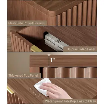 Juego de 2 mesitas de noche, mesita de noche con cajones, mesita de noche, mesa auxiliar, mesita de noche moderna acanalada, mesa auxiliar para dormitorio, sala de estar 10 best sales Juego de 2 mesitas de noche - №1