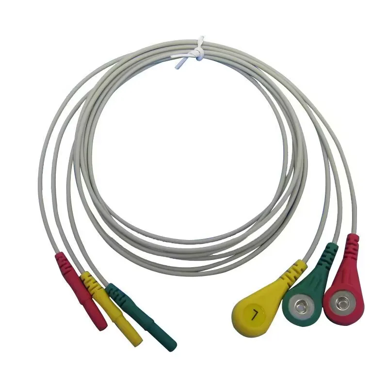1.5 Din Series ECG/EKG IEC 3 lead cable and leadwires,Clip or snap.