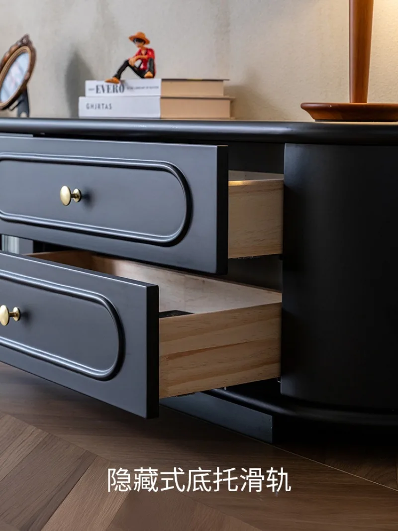 خزانة تلفزيون من الخشب الصلب، تخزين وتخزين فرنسية عالية الطابق، شقة صغيرة متكاملة، غرفة المعيشة، طاولة القهوة المنزلية، التلفزيون #4