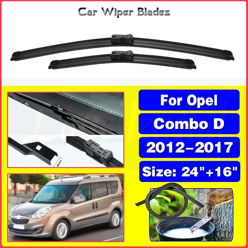 

For Opel Combo D 2012-2017 Car Accessories Front Windscreen Wiper Blade Brushes Wipers 2017 2016 2015 2014 2013 24''+16''