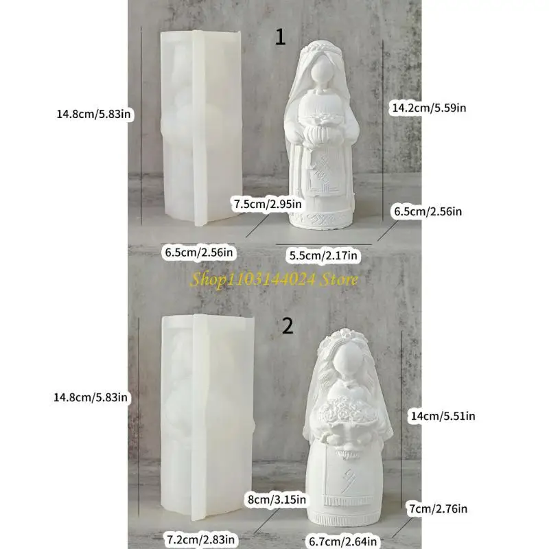 N5KE Bride قالب سيليكون قوالب مشروع سيليكون قوالب صنع الشموع مثالية لصناعة صابون الشموع وفنون الفوندان