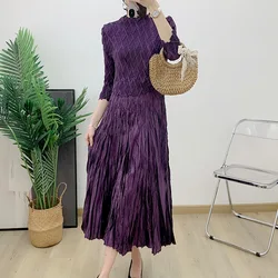 Boutique MIYAKE Pleated Style Spring pleated dress elegantly French oversized for a slimming and aging look [YS23130-1]